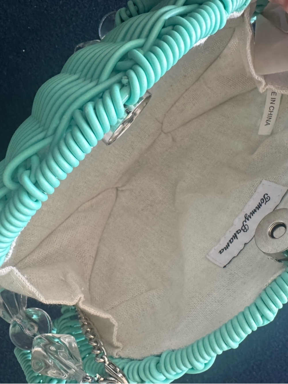 Tommy Bahama teal Woven Fish-Shaped bag:crossbody,handle or clutch!🐠versatile! - Picture 8 of 12
